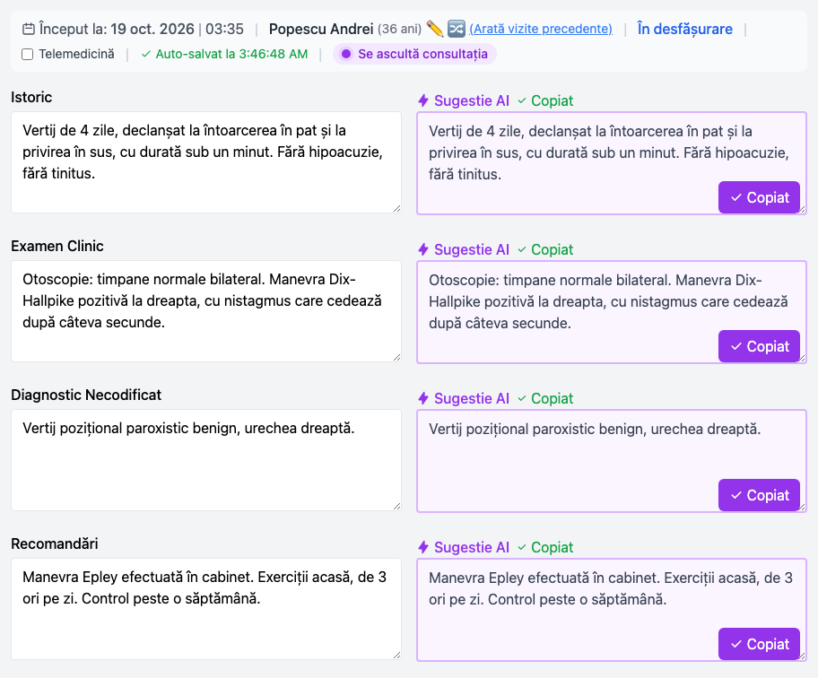 Raportul medical complet, verificat de medic
